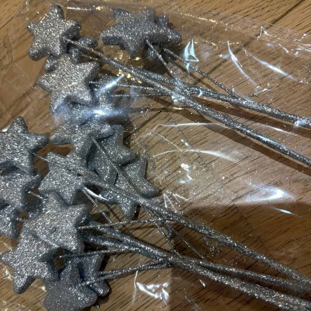 Silver Star Party Decoration Sticks - 6